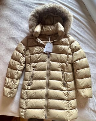 Abrigo plumífero Tommy Hilfiger beige mujer