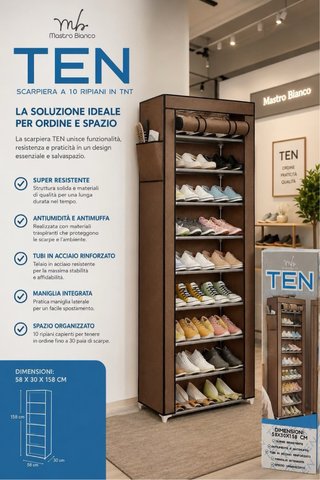 Scarpiera Mastro Bianco 10 ripiani TNT
