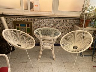 Conjunto mesa y 2 sillas exterior