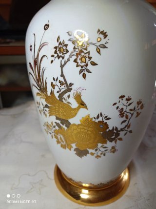 Jarrón Vintage Porcelana Fina Oro y Blanco