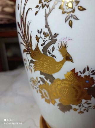 Jarrón Vintage Porcelana Fina Oro y Blanco