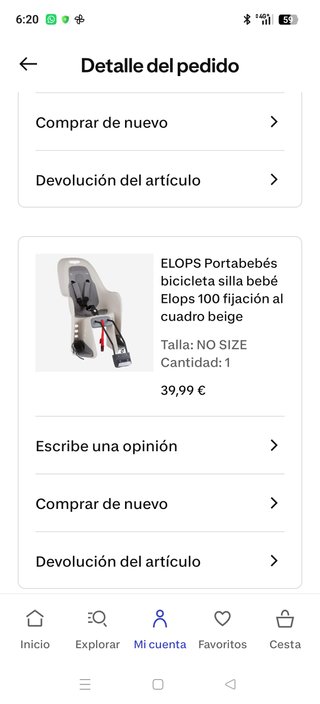 Silla Portabebés Bicicleta ELOPS 100 + Fijación