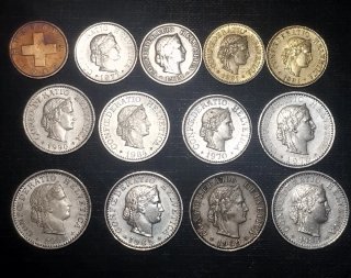 Lote 24 monedas Suizas