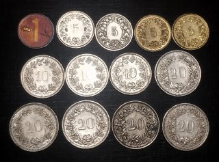 Lote 24 monedas Suizas