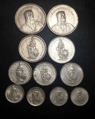 Lote 24 monedas Suizas