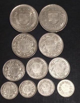 Lote 24 monedas Suizas