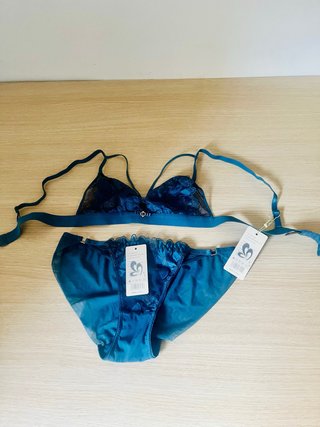 Conjunto lencería S azul/verde