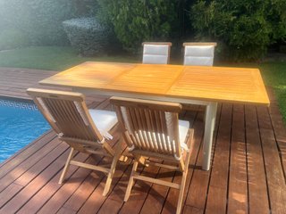 Conjunto de mesa y sillas teca-metal GreenDesign