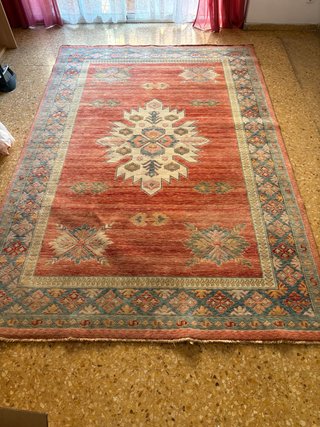 Alfombra Lana Estilo Persa Rojo y Azul