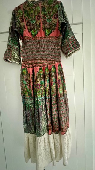 Vestido largo Boho JOT verde y rosa