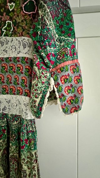 Vestido largo Boho JOT verde y rosa