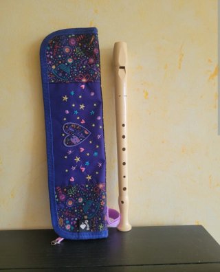 Flauta dulce con funda
