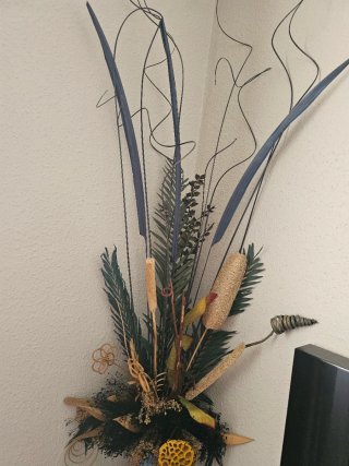 Florero azul y verde