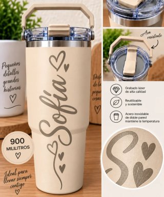 Vaso térmico 900 ml personalizado/grabado láser