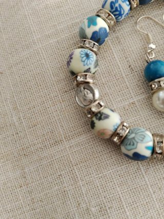 Pulsera y pendientes cruz strass