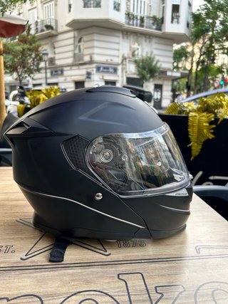 Casco de moto modular negro talla S 55-56 ojo