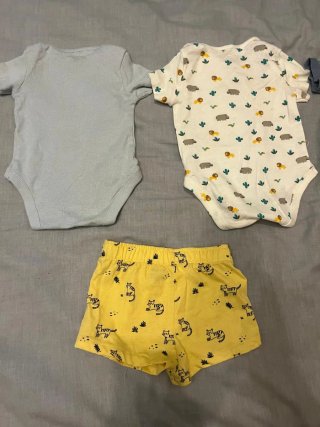 Lote Ropa Bebé- muñeco: Bodis y Pantalones