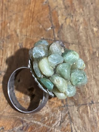 Anillo Plata Antigua Aventurina Verde