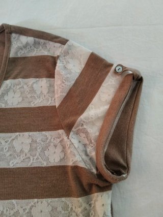 Camiseta Cortefiel Rayas Encaje Talla M