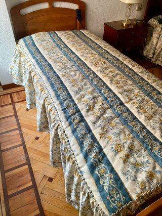 Pareja Colchas Cama 90 Flores con Faldón