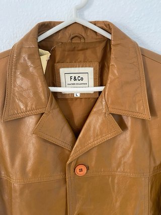 Chaqueta Piel Vintage 90s Marrón Larga