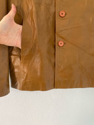 Chaqueta Piel Vintage 90s Marrón Larga