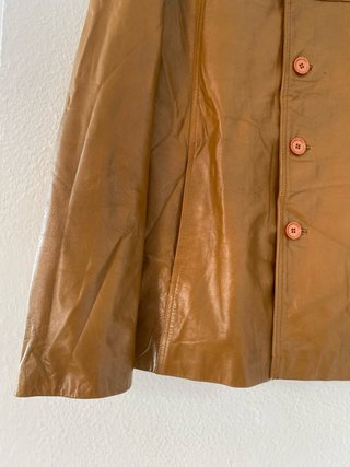 Chaqueta Piel Vintage 90s Marrón Larga