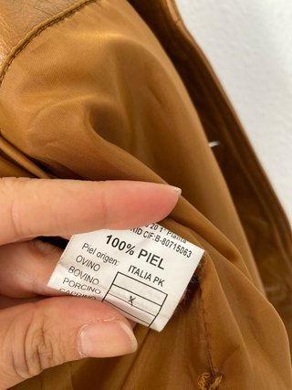 Chaqueta Piel Vintage 90s Marrón Larga