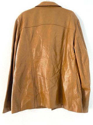 Chaqueta Piel Vintage 90s Marrón Larga