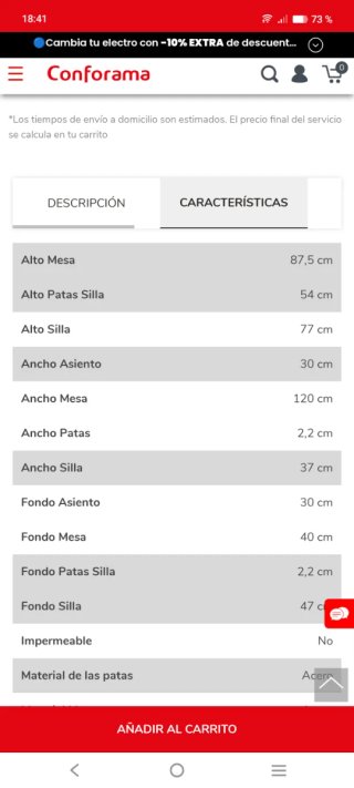 Mesa tipo barra ( sin sillas)