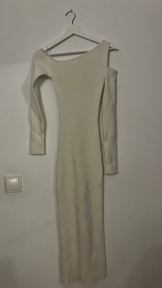 Vestido asimétrico largo blanco