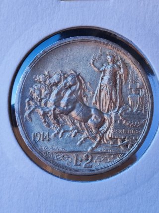 Italia 2 Lire 1914 Vitt. Emanuel Argento