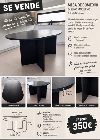 Mesa de comedor moderna negra