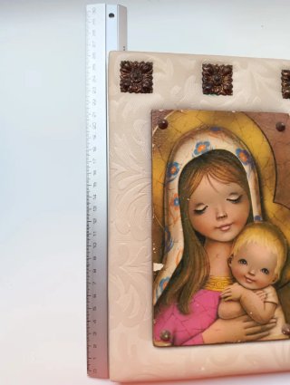Cuadro Vintage Virgen con Niño sobre madera