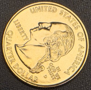 Cuarto Dólar NY 2001D Baño Oro Coloreado FDC