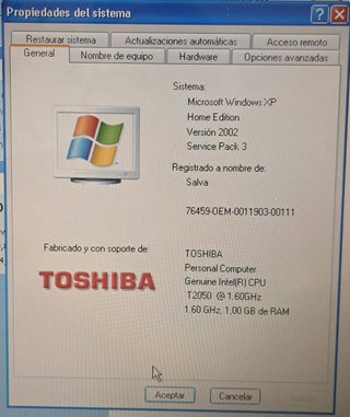 Portátil Toshiba Satellite A110-119 con WinXP