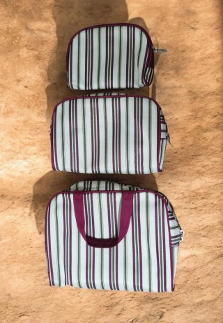 Conjunto 3 neceseres Benzi rayas morado