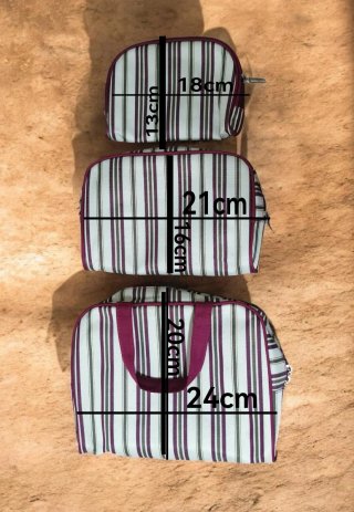 Conjunto 3 neceseres Benzi rayas morado