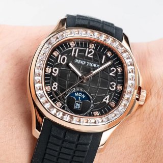 Reloj Reef Tiger Oro Rosa y Negro 40mm