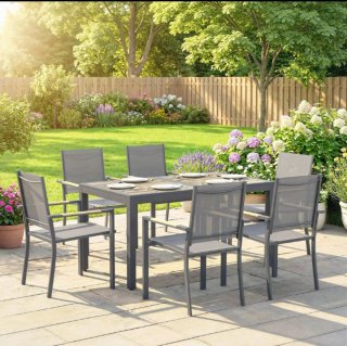 Mesa de jardín con 6 sillas