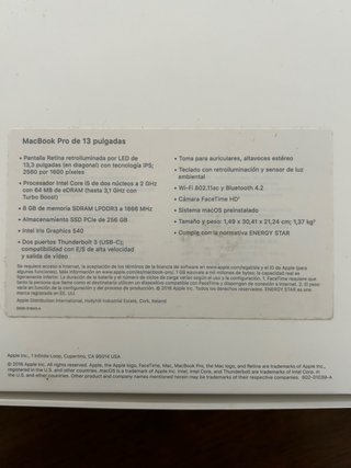 MacBook Pro 13" Apple Gris Espacial (para reparar)