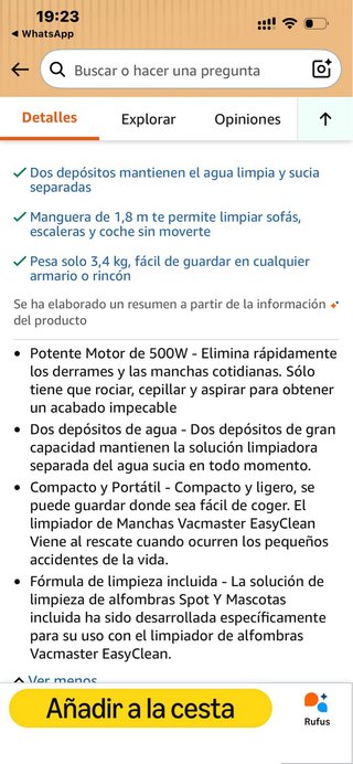 Limpiador tapiceria Vacmaster SCB0501 Aspirador
