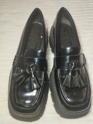 Mocasines negros charol con plataforma