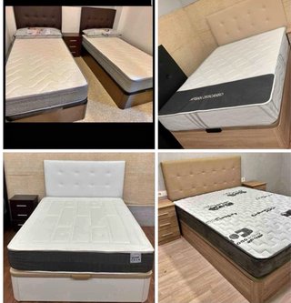 Cama canapé abatible beige y gris