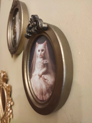 Cuadro ovalado "Cat Bride" estilo victoriano