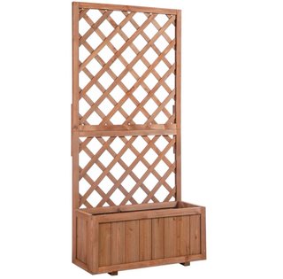 Jardinera de madera con enrejado