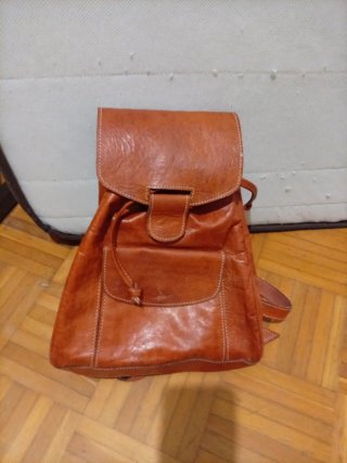 Bolso Mochila Piel Marrón
