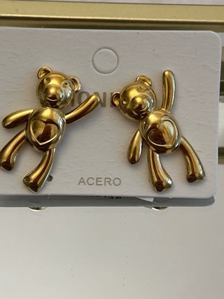 Anillo Osos Corazón Barriga Dorado Acero