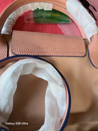 Tote Le Pliage Longchamp beig maquillaje