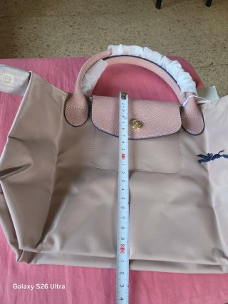 Tote Le Pliage Longchamp beig maquillaje